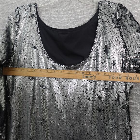 Calvin Klein Sequin Midi Dress Silver- XL - Picture 7 of 9